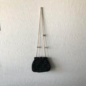 BLACK SHOULDER PURSE WITH PEARLS! NWT!